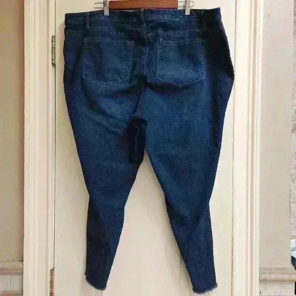 P2005 1822 denim raw hem dark wash  plus size 24w - Picture 11 of 12